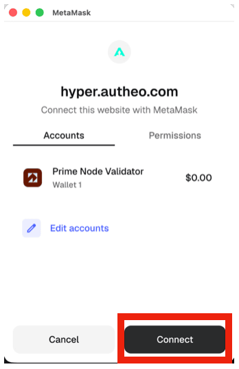 Confirming wallet connection
