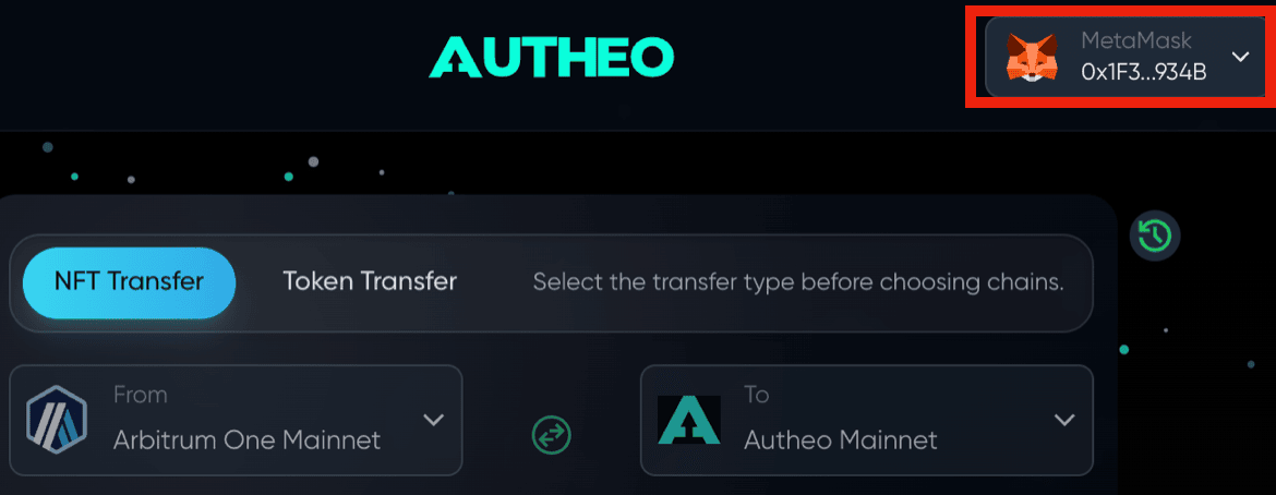 Wallet connected and address displayed