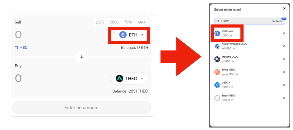 Choosing the sell token