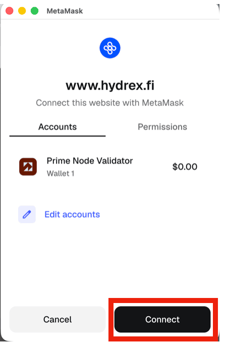 Confirming wallet connection