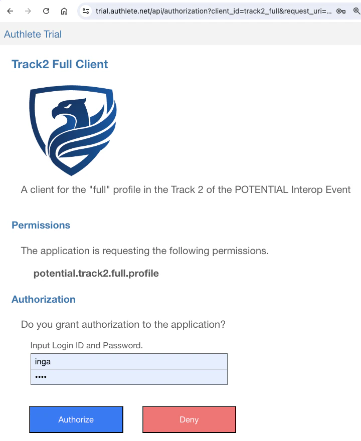 Potential Track2 Full Authorization Page