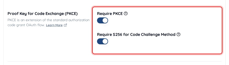 Proof Key for Code Exchange (PKCE) on the service Authorization screen