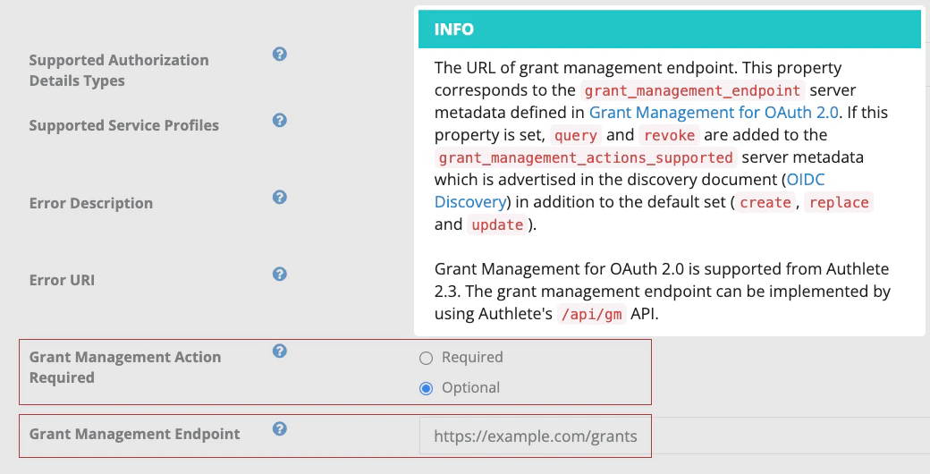 Grant Management Configuration