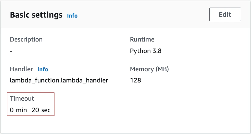 Lambda function timeout