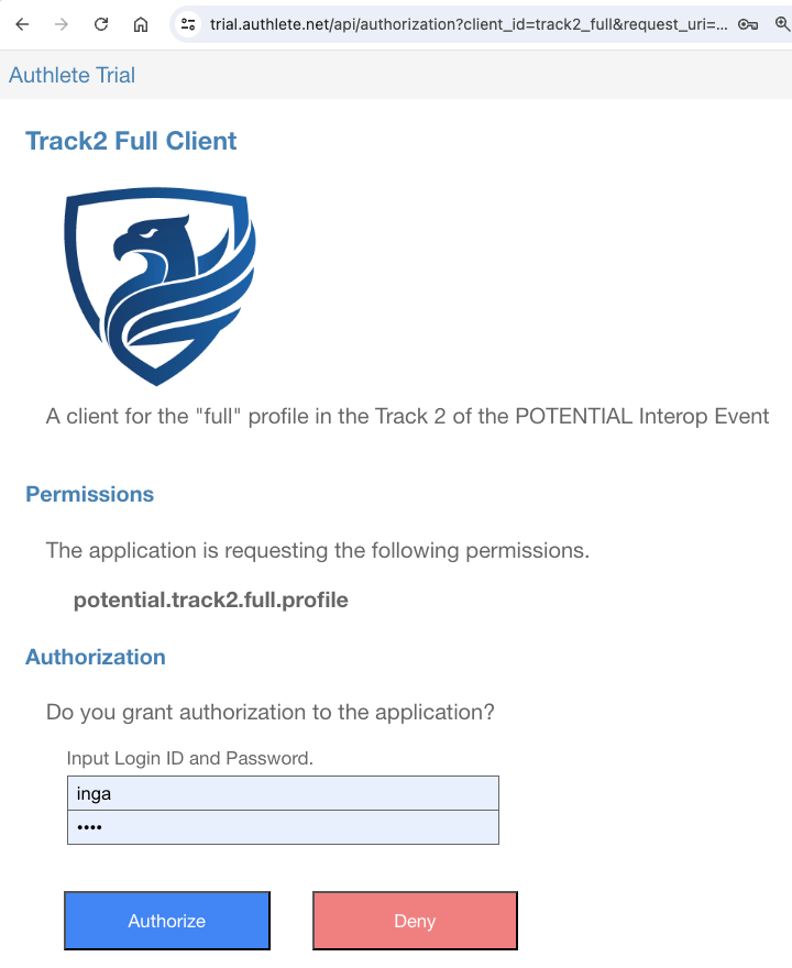 Potential Track2 Full Authorization Page