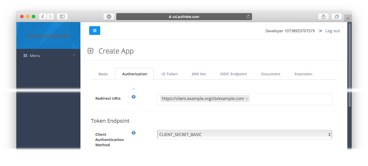 Authorization tab