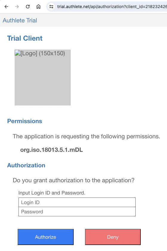 Demo Mdoc Authorization Page