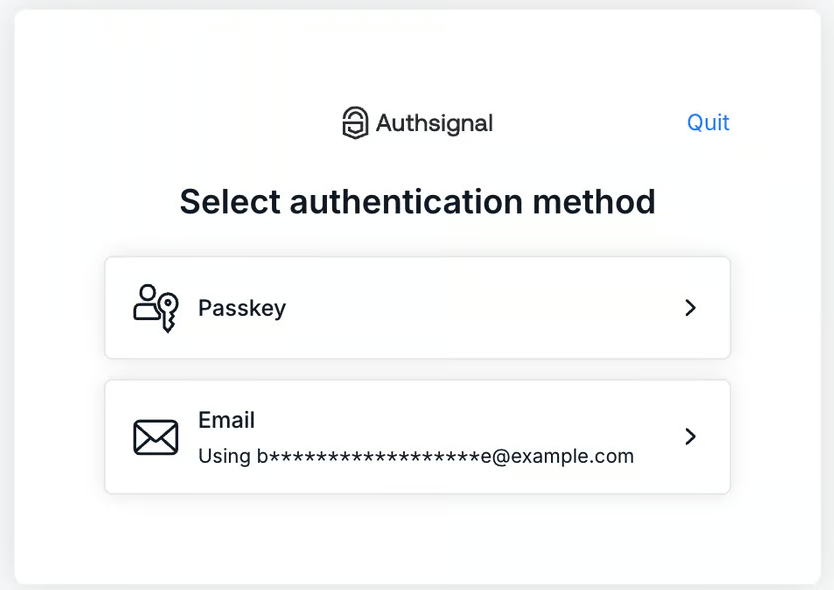 Select authentication methods