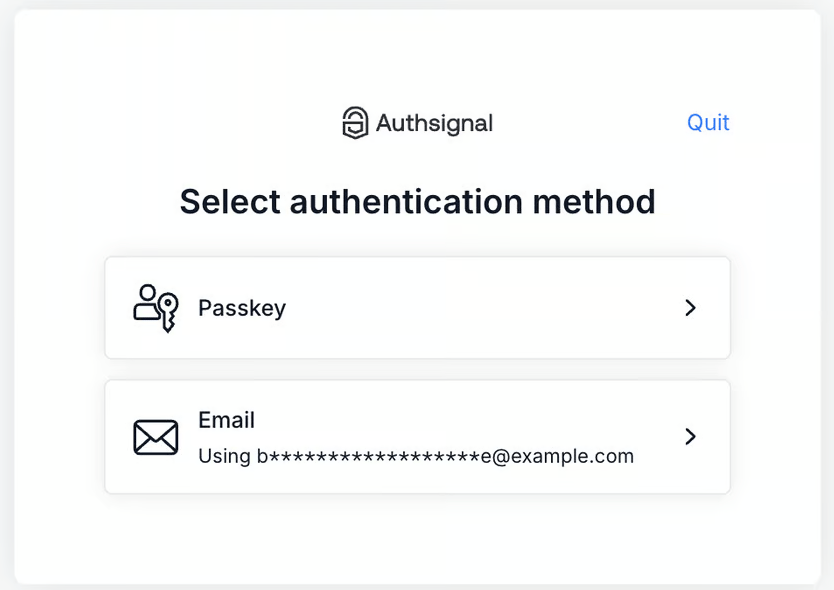 Select authentication methods