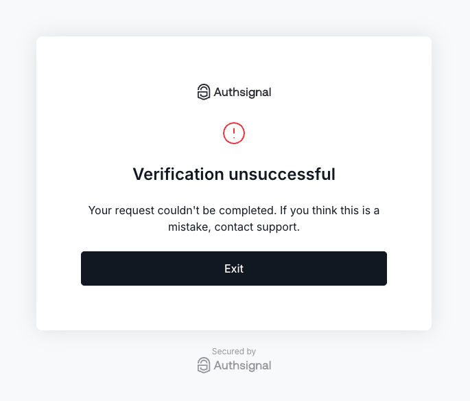 Verification unsuccessful