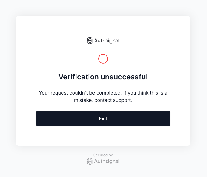 Verification unsuccessful