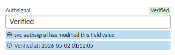 Authsignal verification status field on a ServiceNow record