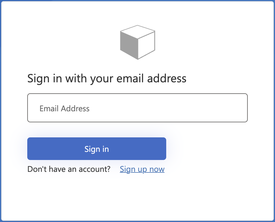 Screenshot of the Azure AD B2C login screen without password
