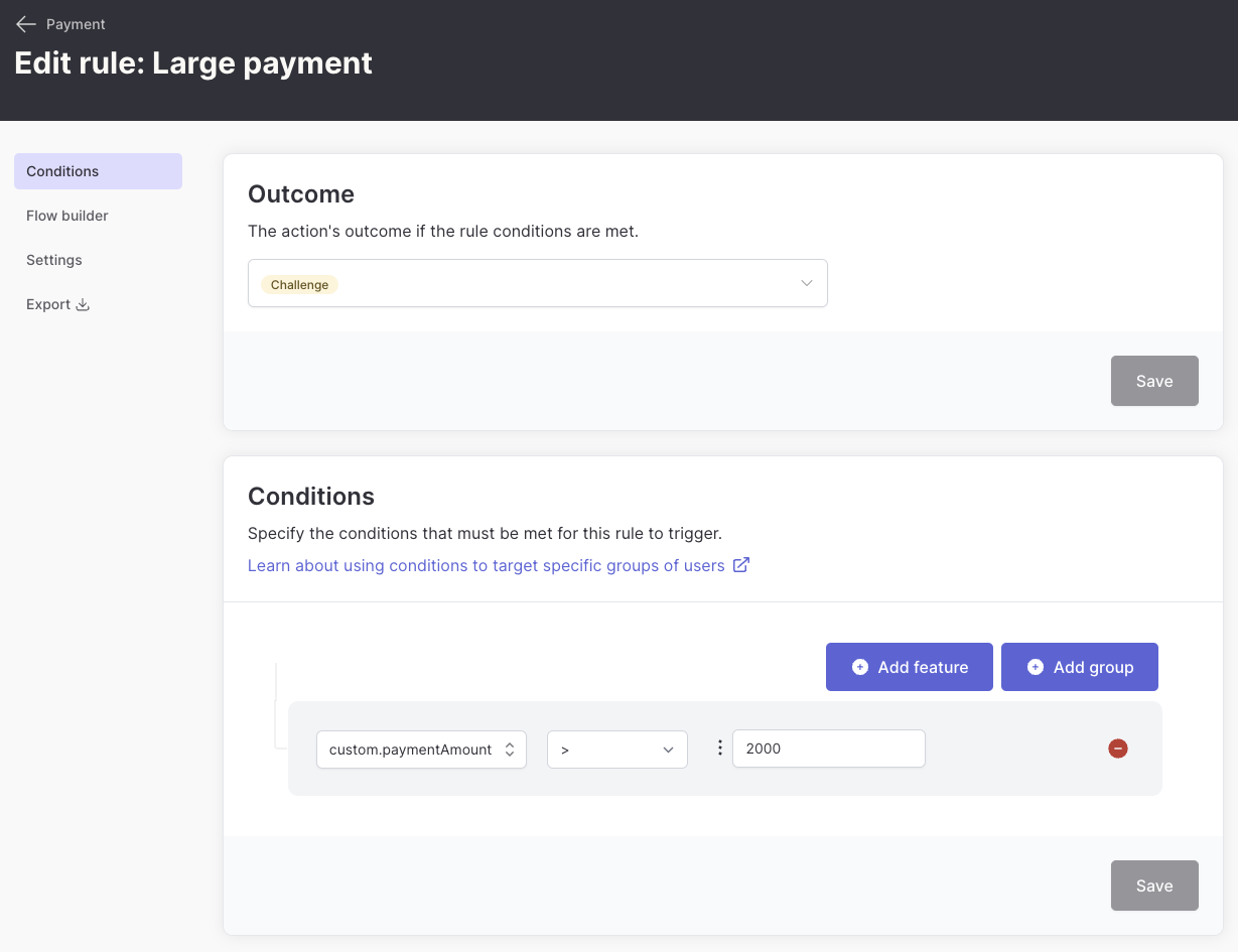 Payment threshold rule