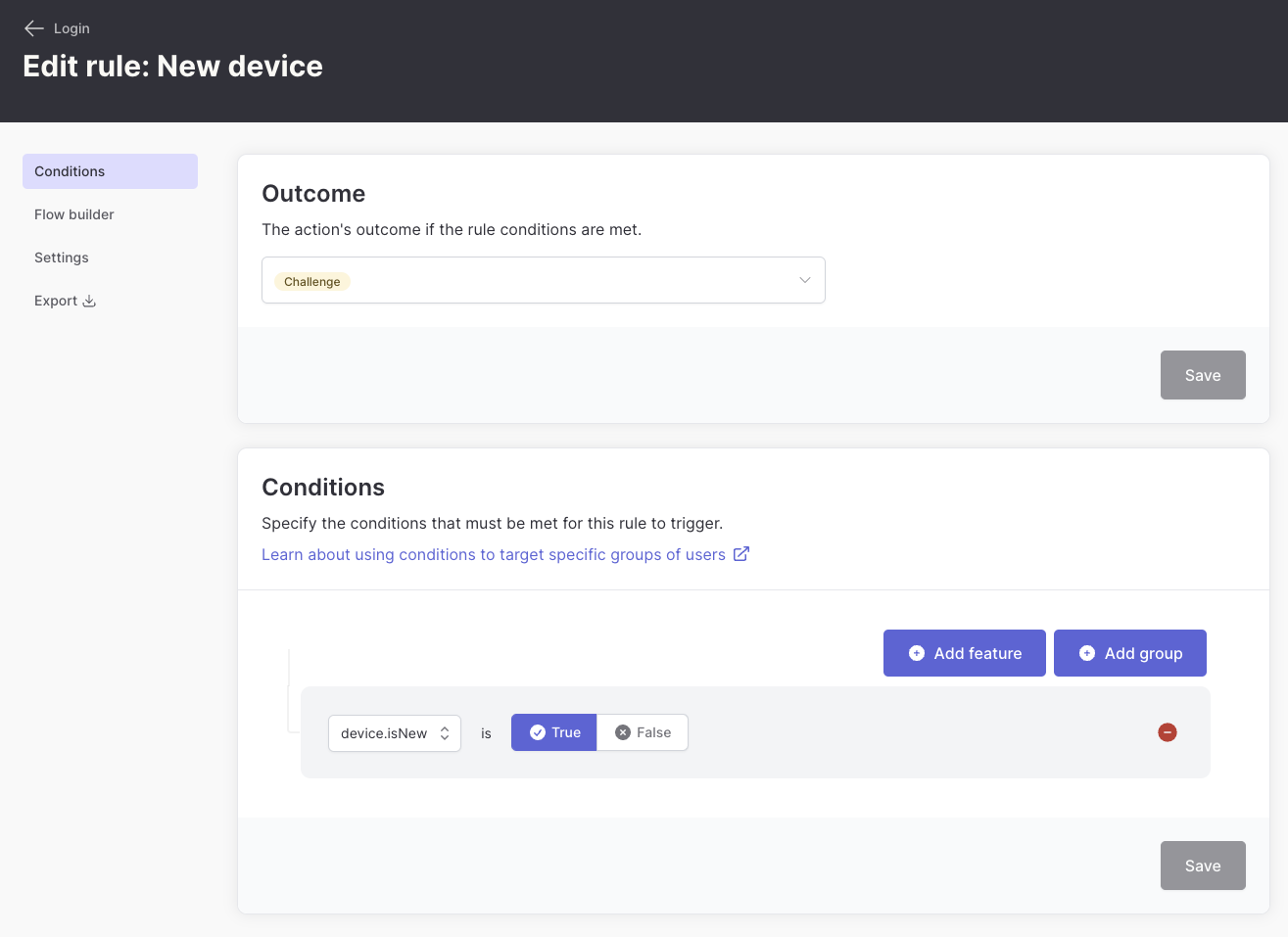 New device rule example