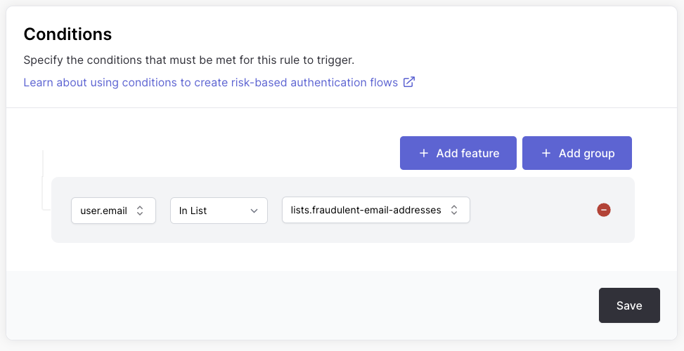 Custom list in rule