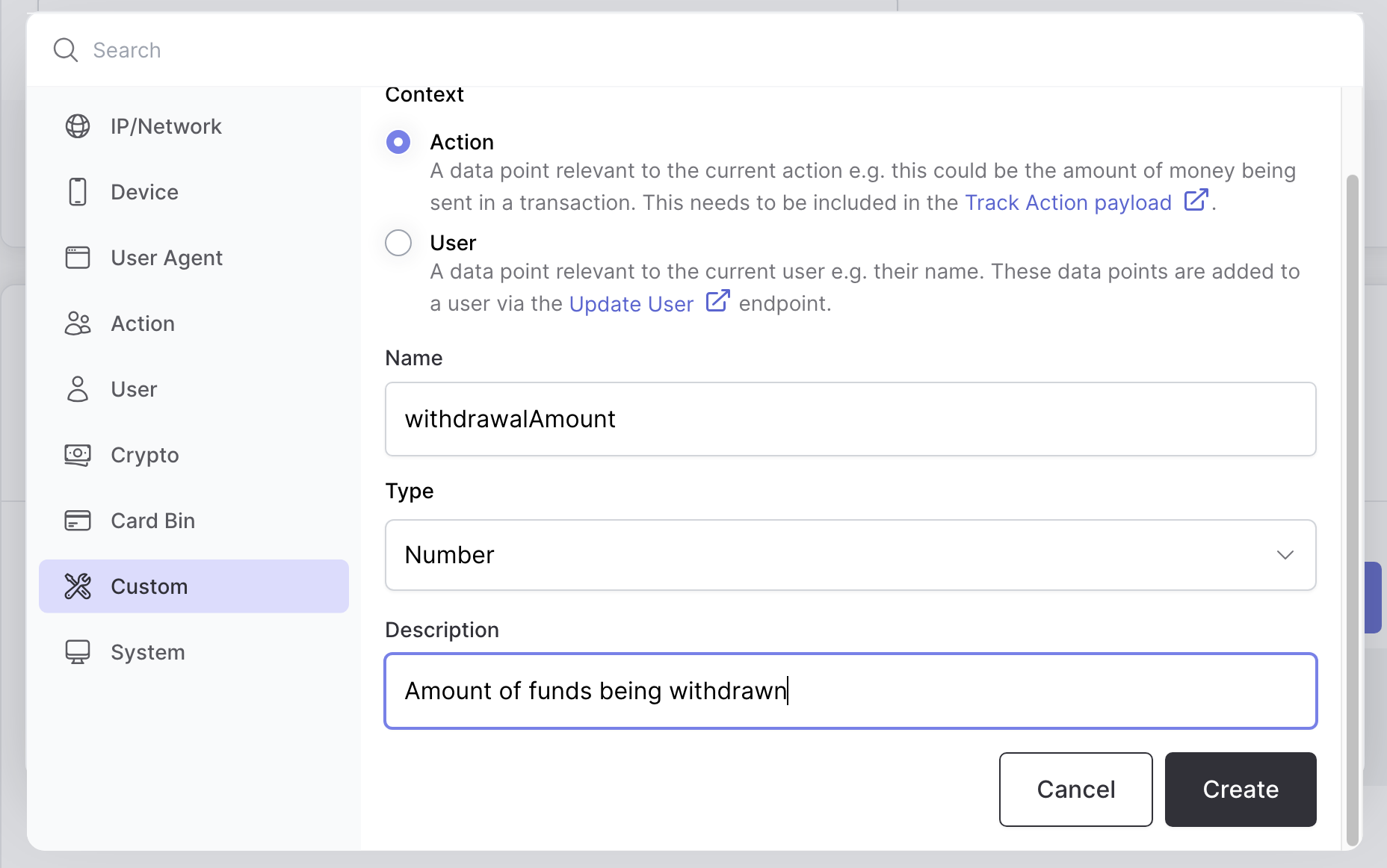 Create custom data