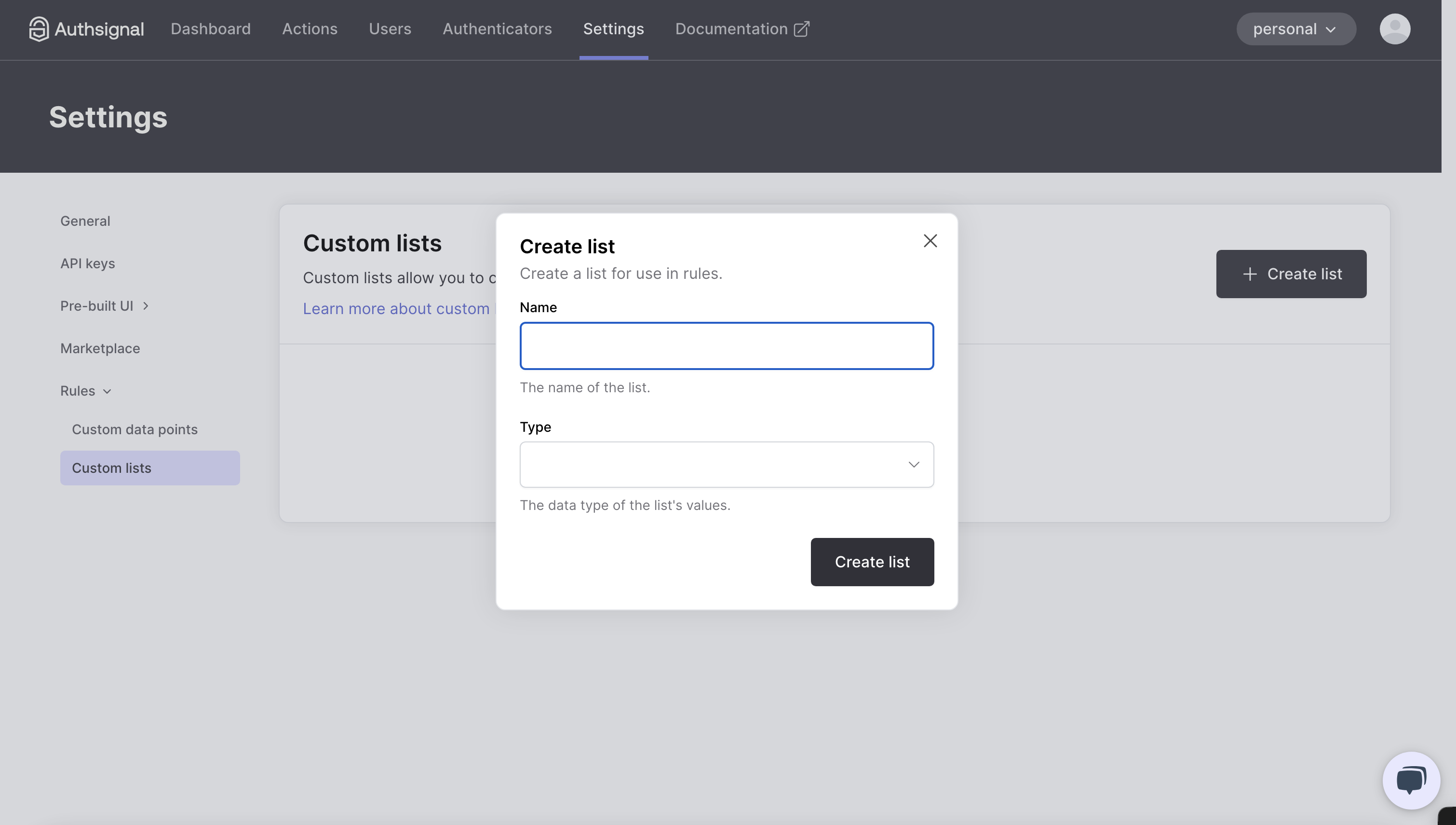 Create list