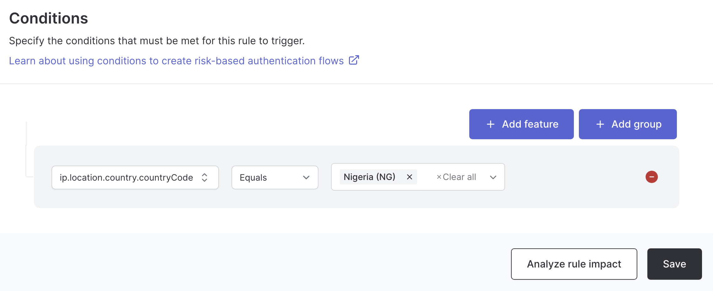 Location-based rule example