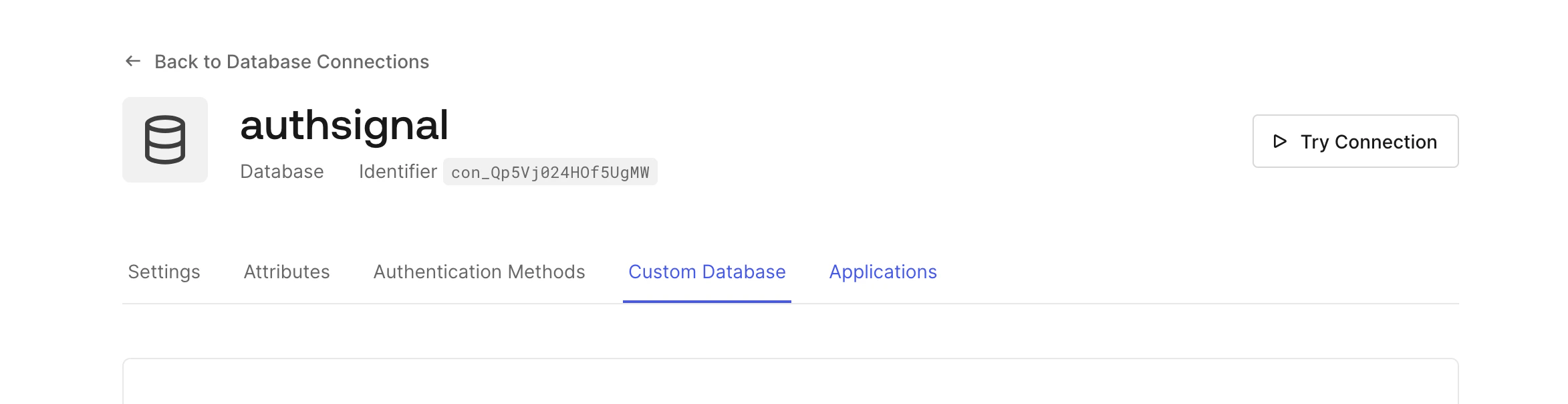 Navigate to the custom database section.