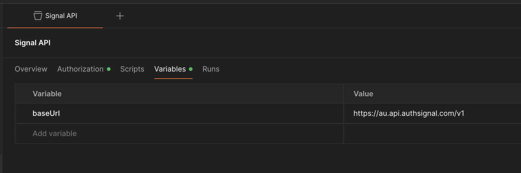 Setting the base url variable in Postman