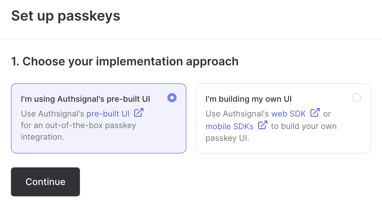 Passkey setup flow