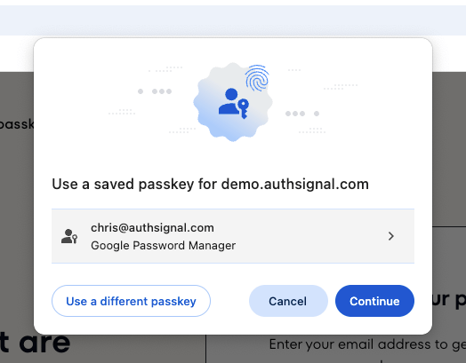 Auth Signal Passkeys using the Web SDK - Authsignal