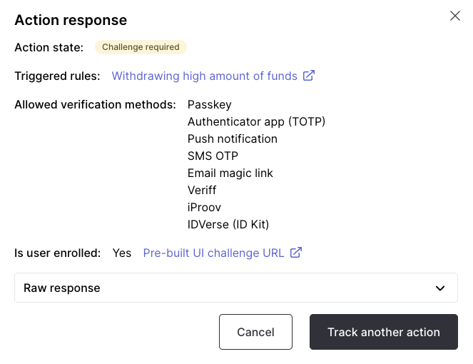 Track a test action response 2