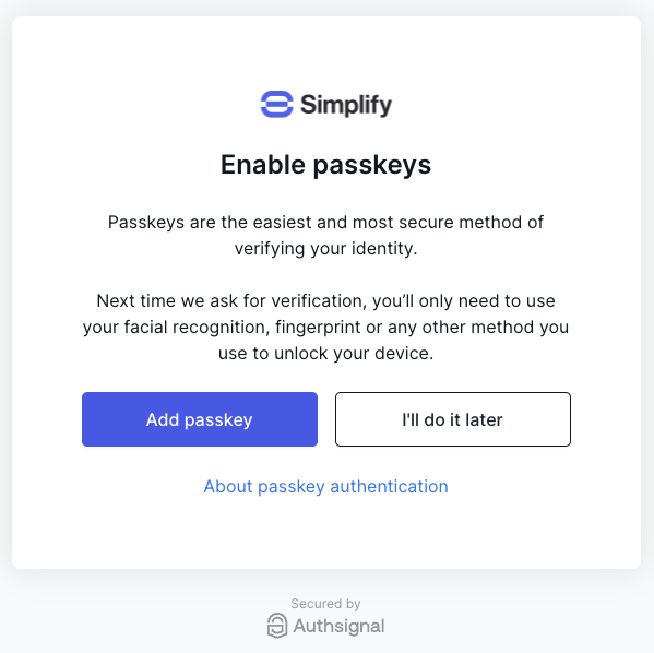 Passkey uplift prompt