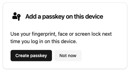 Example passkey uplift prompt
