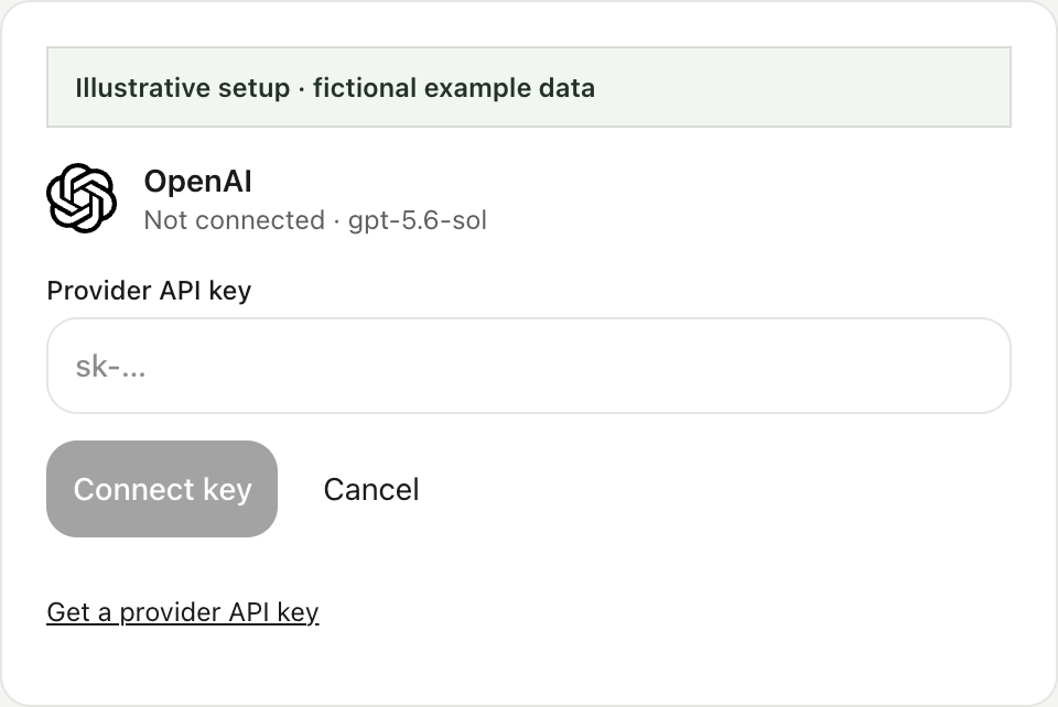 Example OpenAI provider card with an empty API-key field