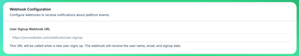 Webhooks Configuration