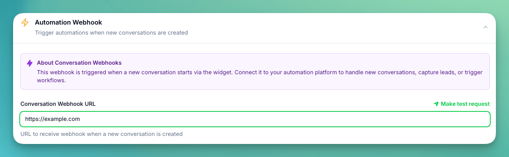Widget Conversation Webhook