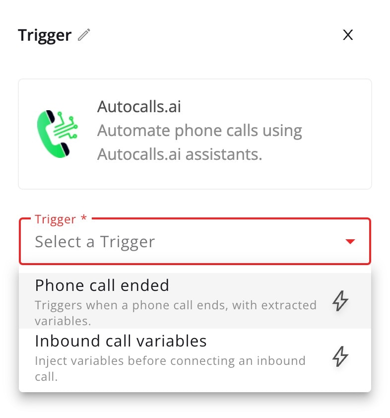Autocalls Call Ended Trigger