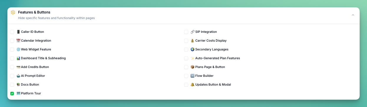 Custom Appearance - Features & Buttons
