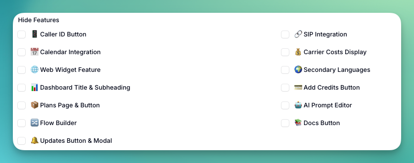 Custom User Appearance - Hide Features