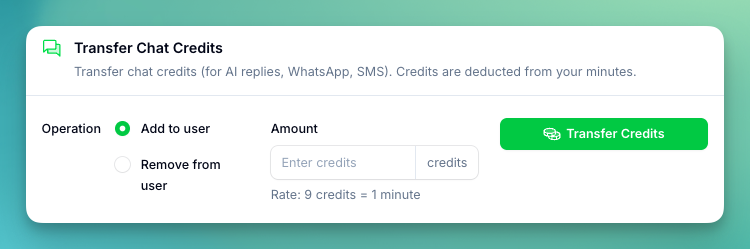 Transfer Chat Credits