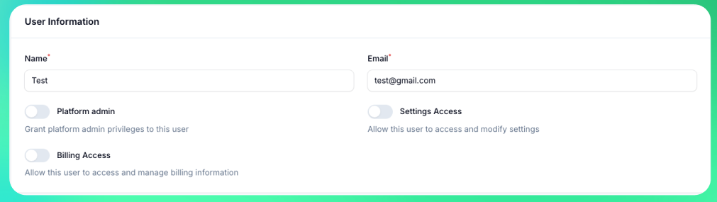 User Information Settings