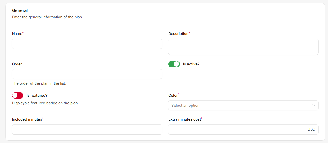 Plan Creation Form