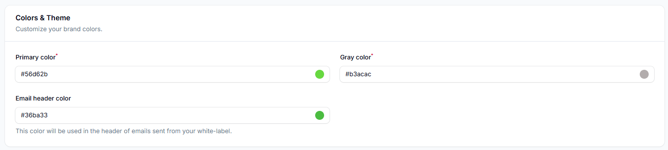 White Label Settings Page