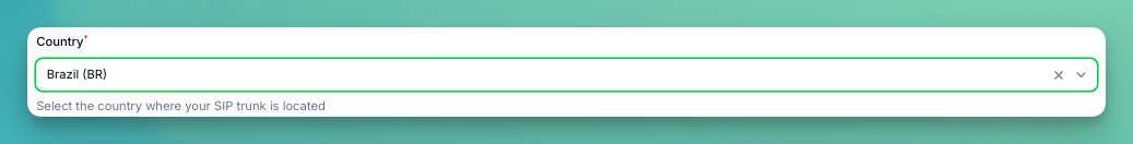 SIP Country selection