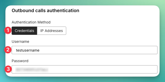 Set outbound credentials