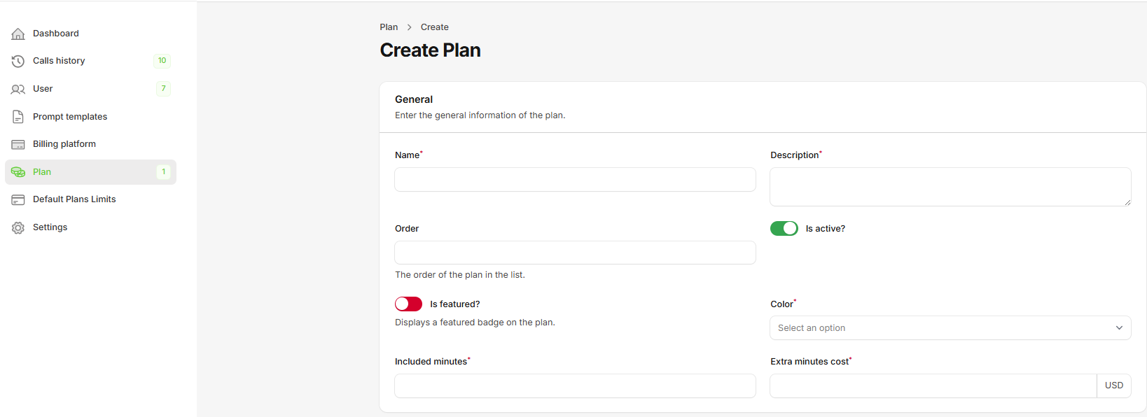 Plans & Pricing Section