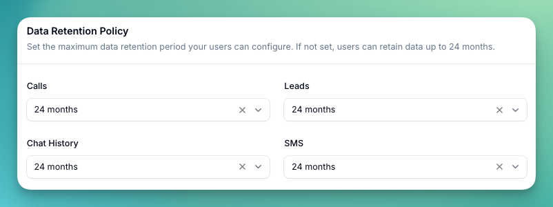 Data Retention Settings