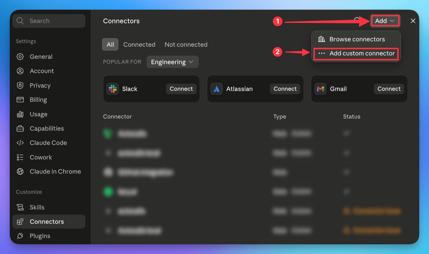 Add a custom connector in Claude