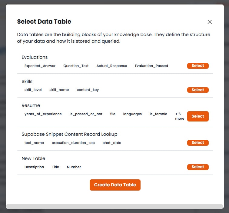 File upload modal with Smart Table assignment