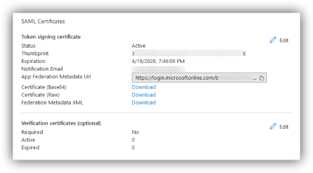 Azure AD Metadata URL