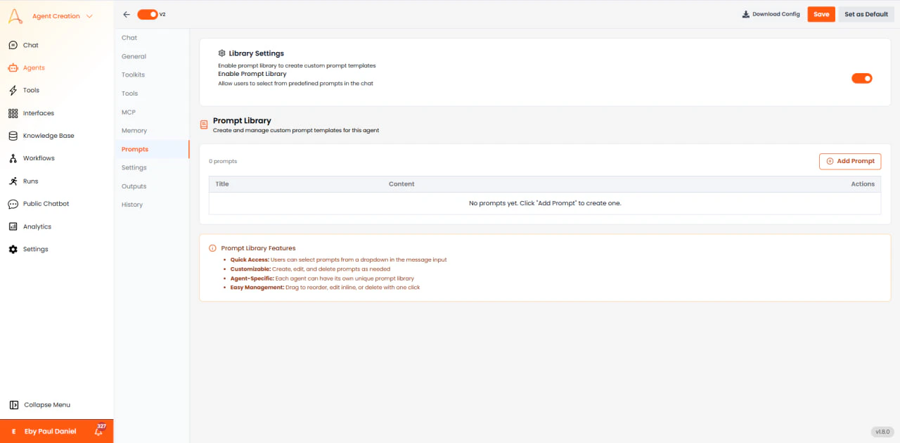 Prompt Library Configuration