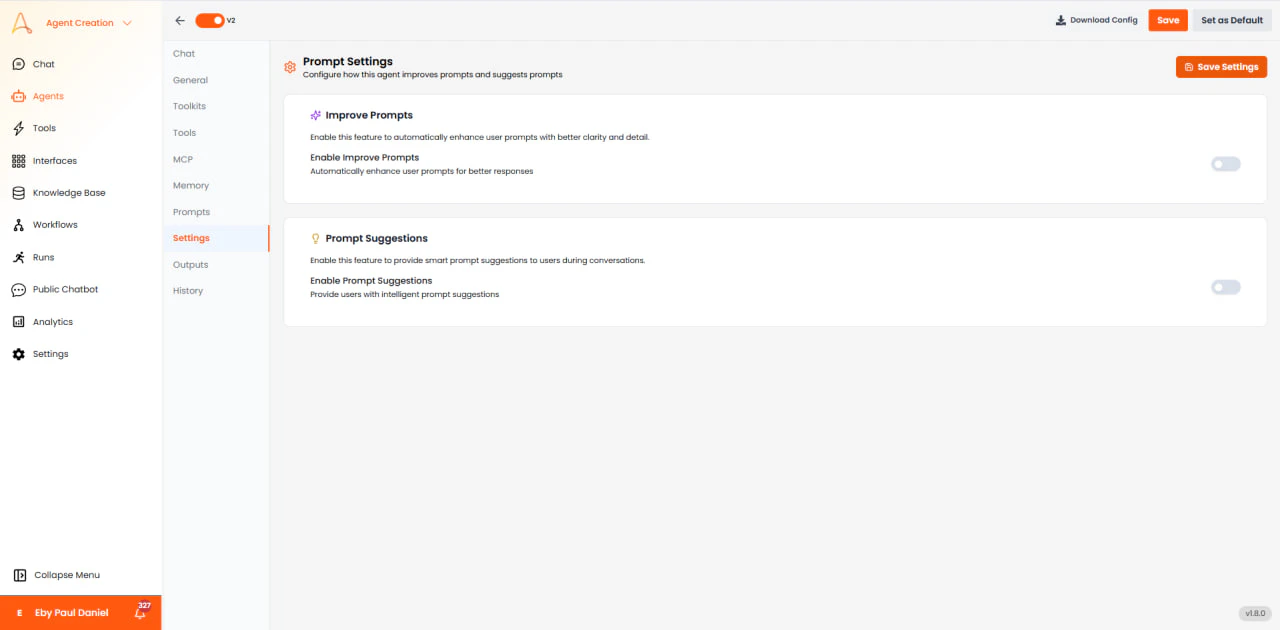 Prompt Settings Configuration