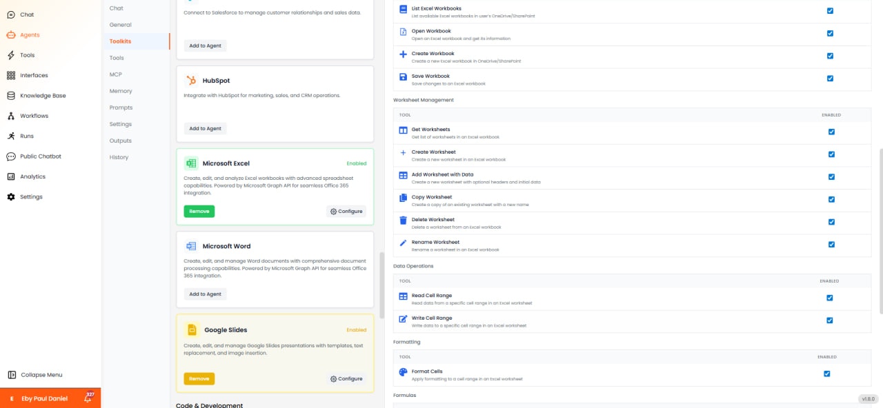 Microsoft Excel Workbook, Worksheet, and Data Operations tools